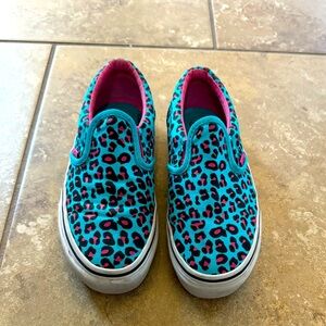 Pink/Blue Leopard Vans, size 4